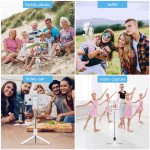 Wholesale 6 inch LED Light Slim Wireless Bluetooth Remote Extendable Selfie Stick with Tripod Stand Round Design (Black)